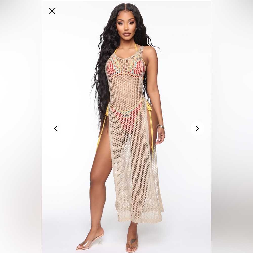 * NWT* Elegant Tan Mesh Swim Cover-Up